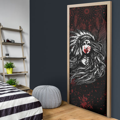 Native American MMIW Red Handprint Door Cover Dreamcatcher