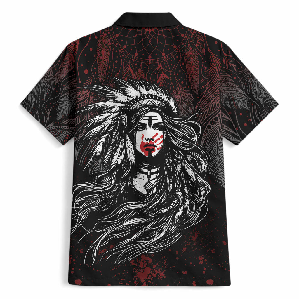 Native American MMIW Red Handprint Hawaiian Shirt Dreamcatcher