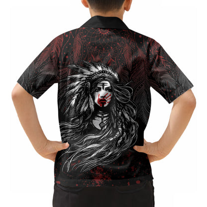 Native American MMIW Red Handprint Hawaiian Shirt Dreamcatcher