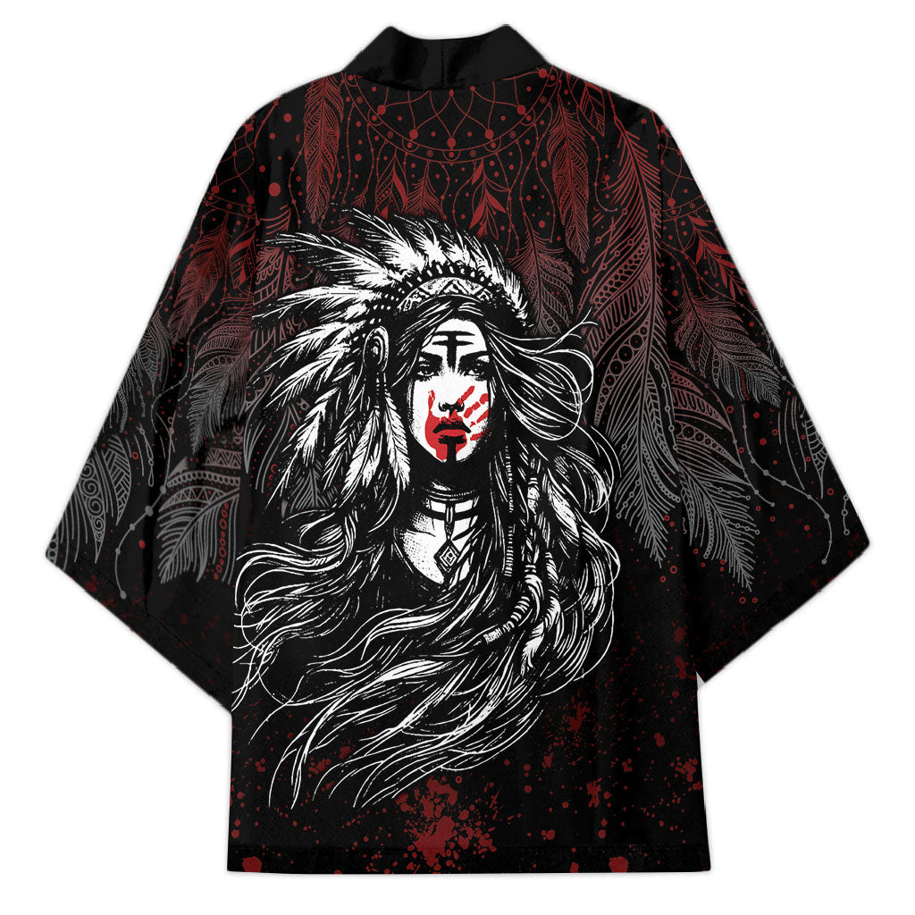 Native American MMIW Red Handprint Kimono Dreamcatcher