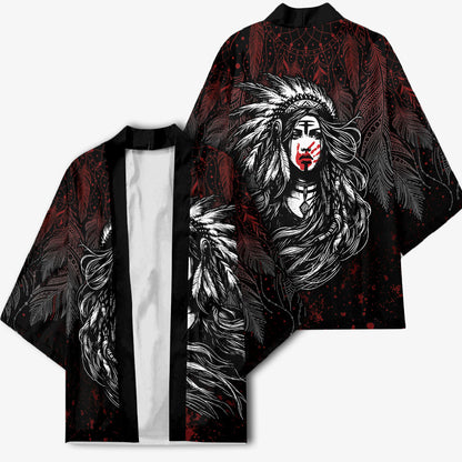 Native American MMIW Red Handprint Kimono Dreamcatcher