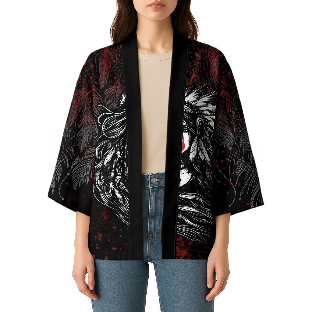 Native American MMIW Red Handprint Kimono Dreamcatcher