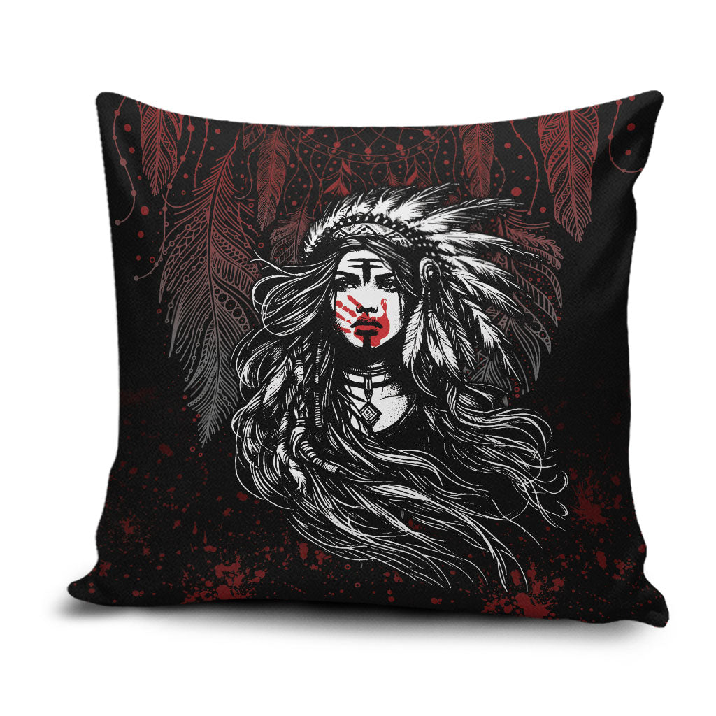 Native American MMIW Red Handprint Pillow Cover Dreamcatcher