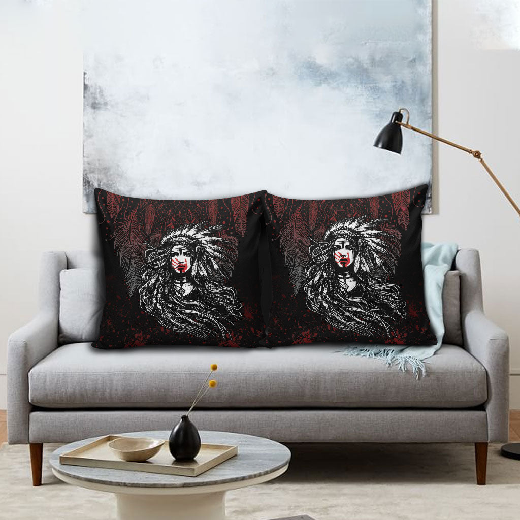 Native American MMIW Red Handprint Pillow Cover Dreamcatcher