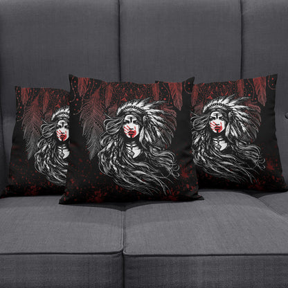 Native American MMIW Red Handprint Pillow Cover Dreamcatcher