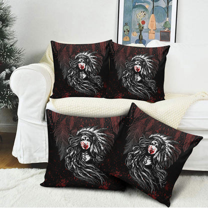 Native American MMIW Red Handprint Pillow Cover Dreamcatcher