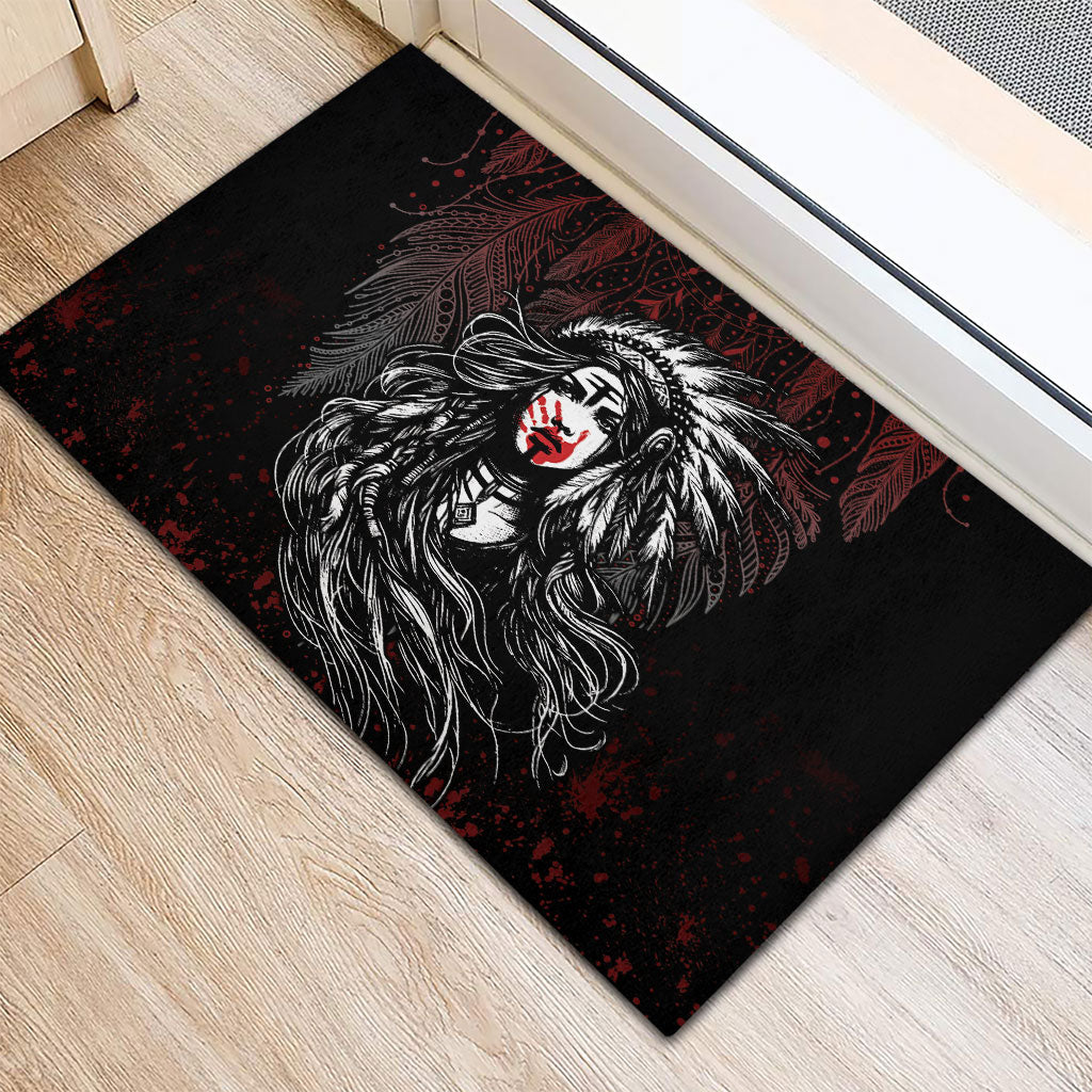 Native American MMIW Red Handprint Rubber Doormat Dreamcatcher