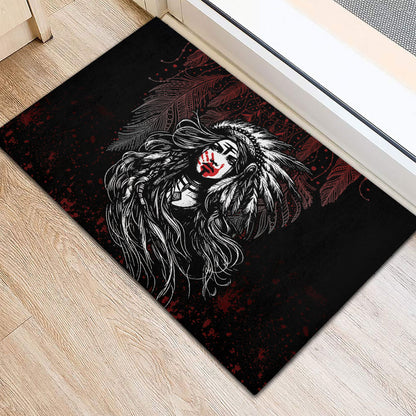 Native American MMIW Red Handprint Rubber Doormat Dreamcatcher
