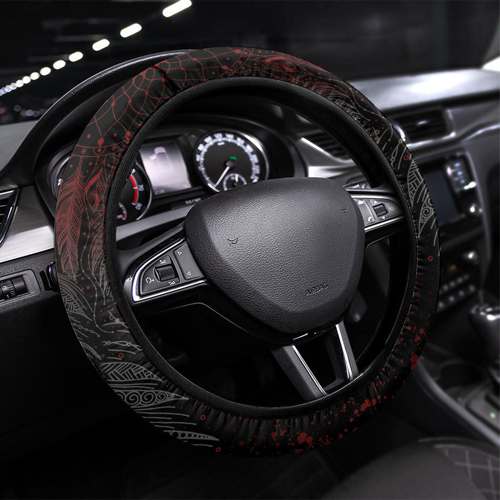 Native American MMIW Red Handprint Steering Wheel Cover Dreamcatcher