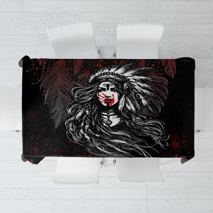 Native American MMIW Red Handprint Tablecloth Dreamcatcher