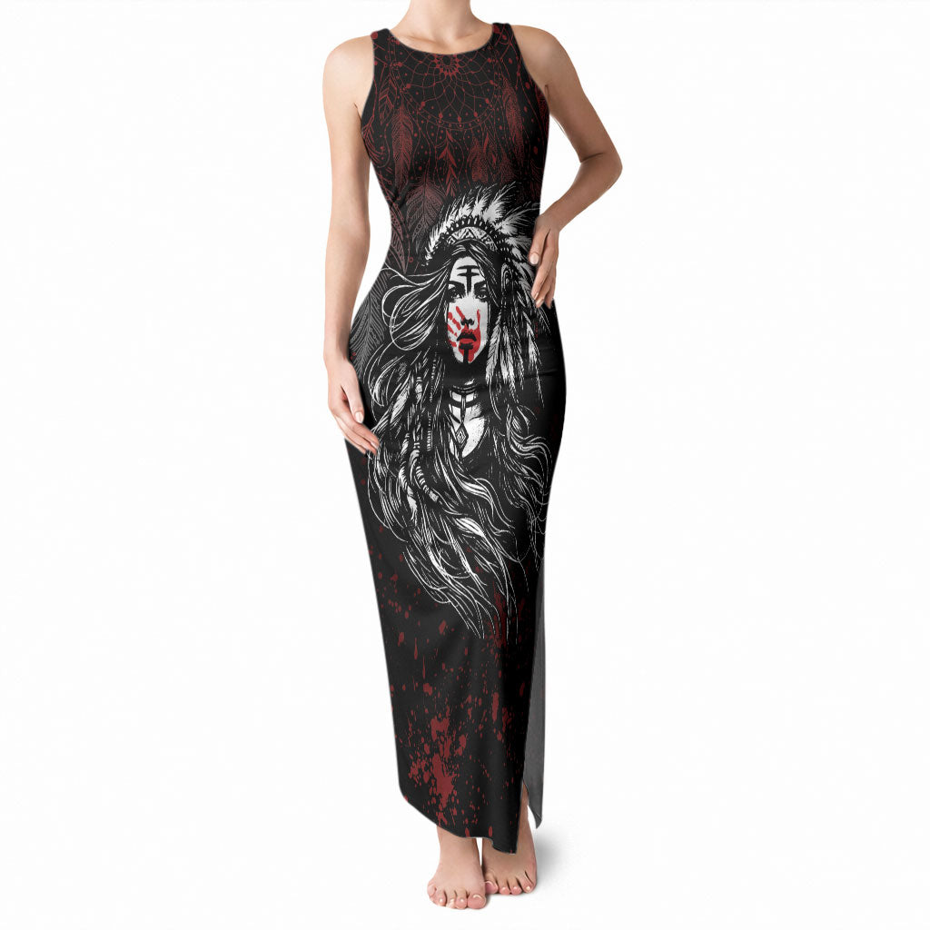 Native American MMIW Red Handprint Tank Maxi Dress Dreamcatcher