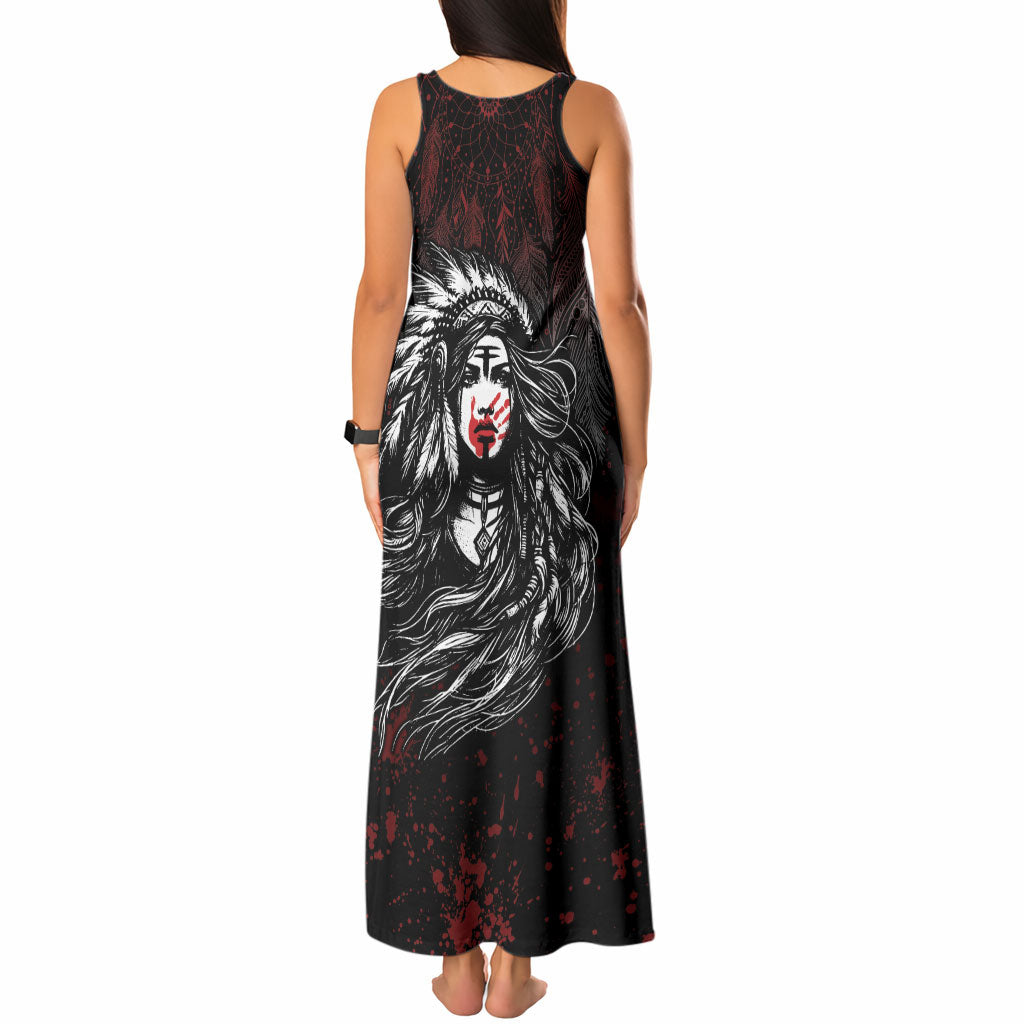 Native American MMIW Red Handprint Tank Maxi Dress Dreamcatcher