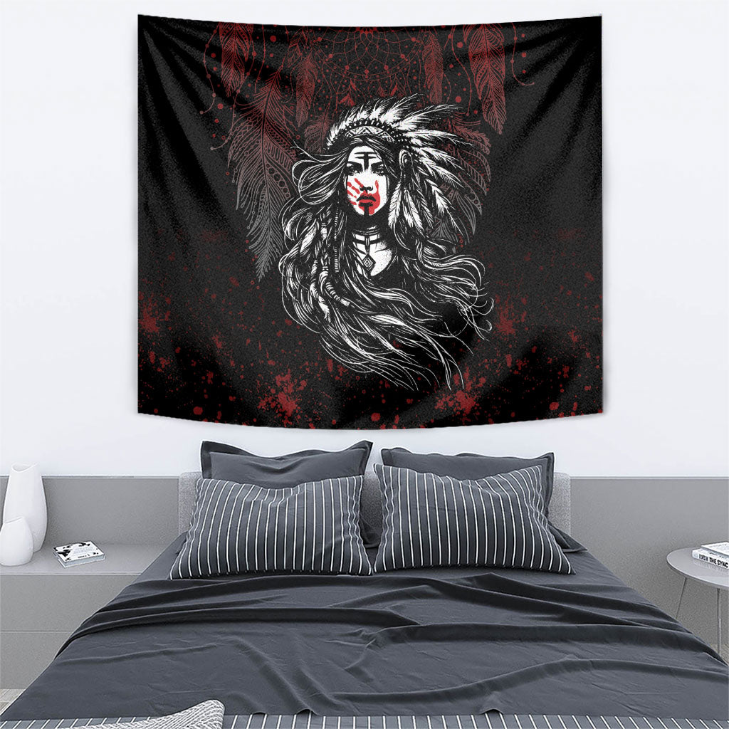 Native American MMIW Red Handprint Tapestry Dreamcatcher
