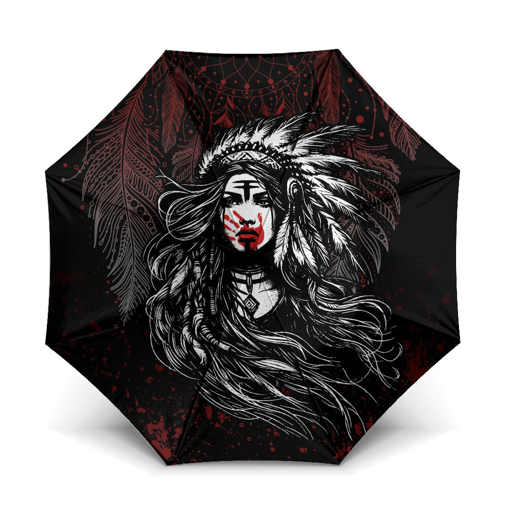 Native American MMIW Red Handprint Umbrella Dreamcatcher