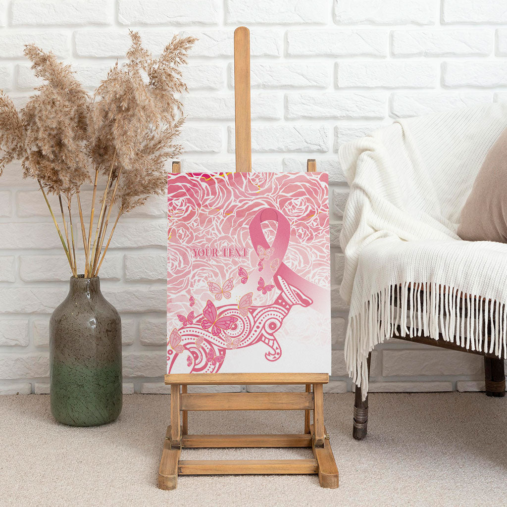 Australia Personalized Canvas Wall Art Breast Cancer Pink Ribbon - Marble Roses