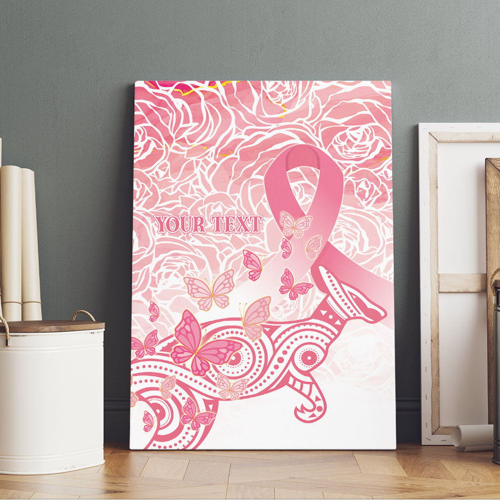Australia Personalized Canvas Wall Art Breast Cancer Pink Ribbon - Marble Roses