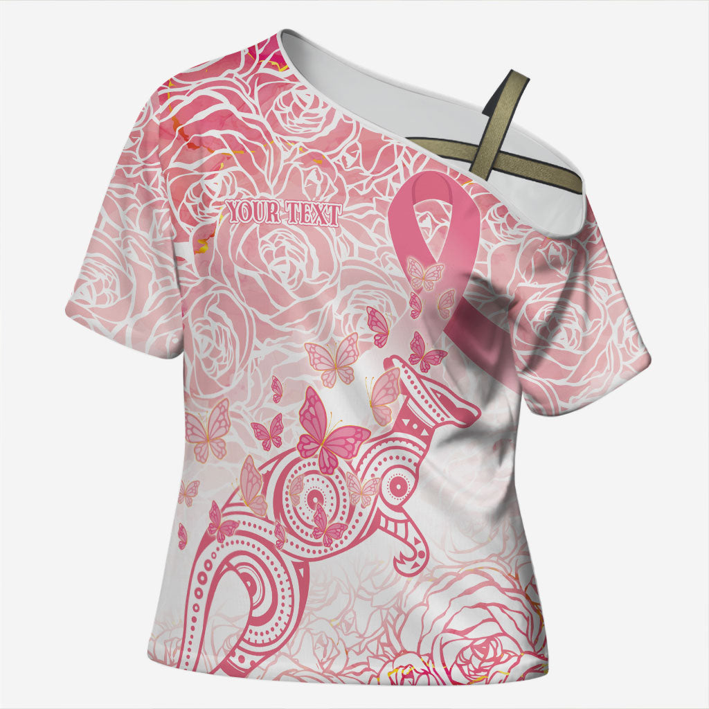 Australia Personalized Cross Shoulder Shirt Breast Cancer Pink Ribbon - Marble Roses