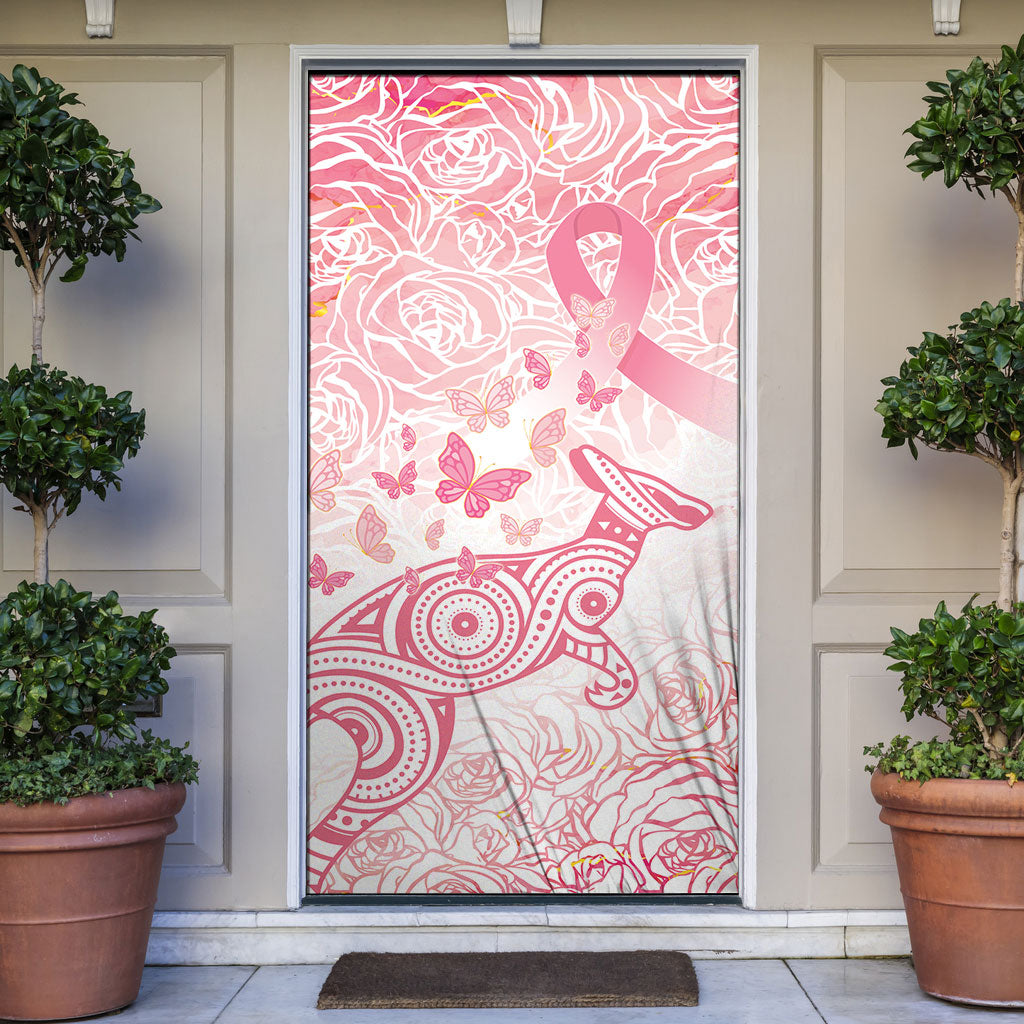 Australia Door Cover Breast Cancer Pink Ribbon - Marble Roses
