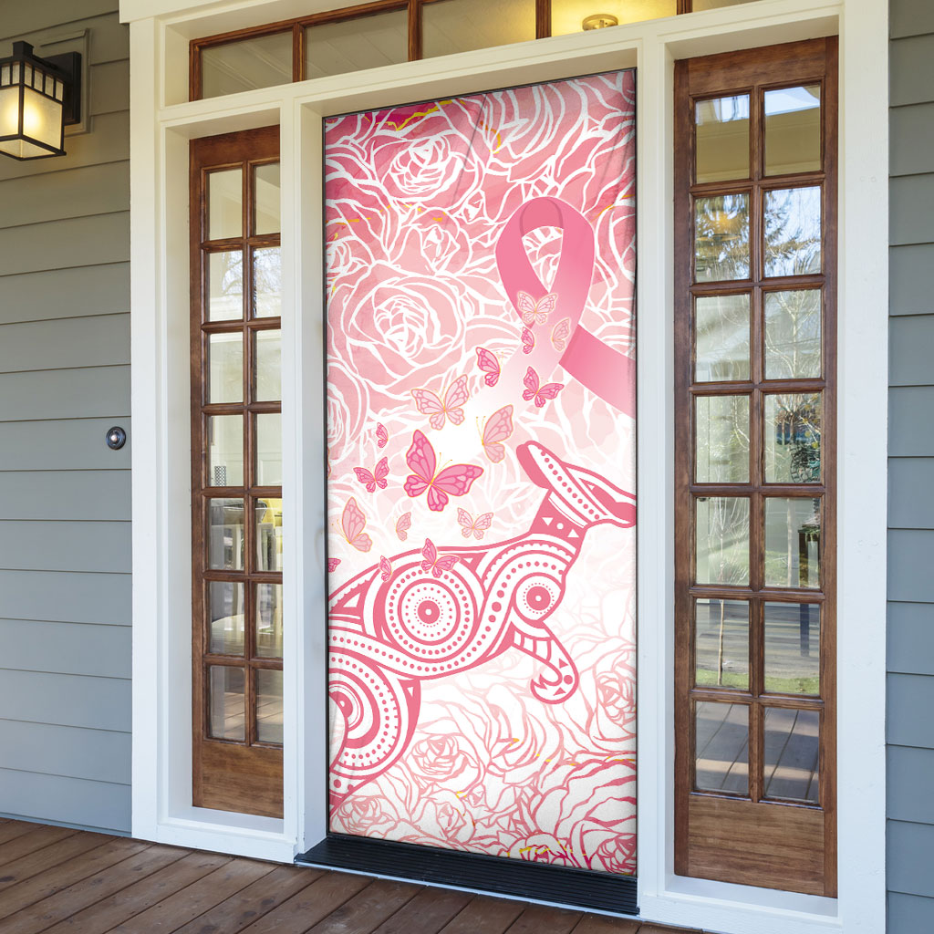 Australia Door Cover Breast Cancer Pink Ribbon - Marble Roses