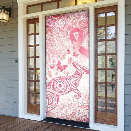 Australia Door Cover Breast Cancer Pink Ribbon - Marble Roses