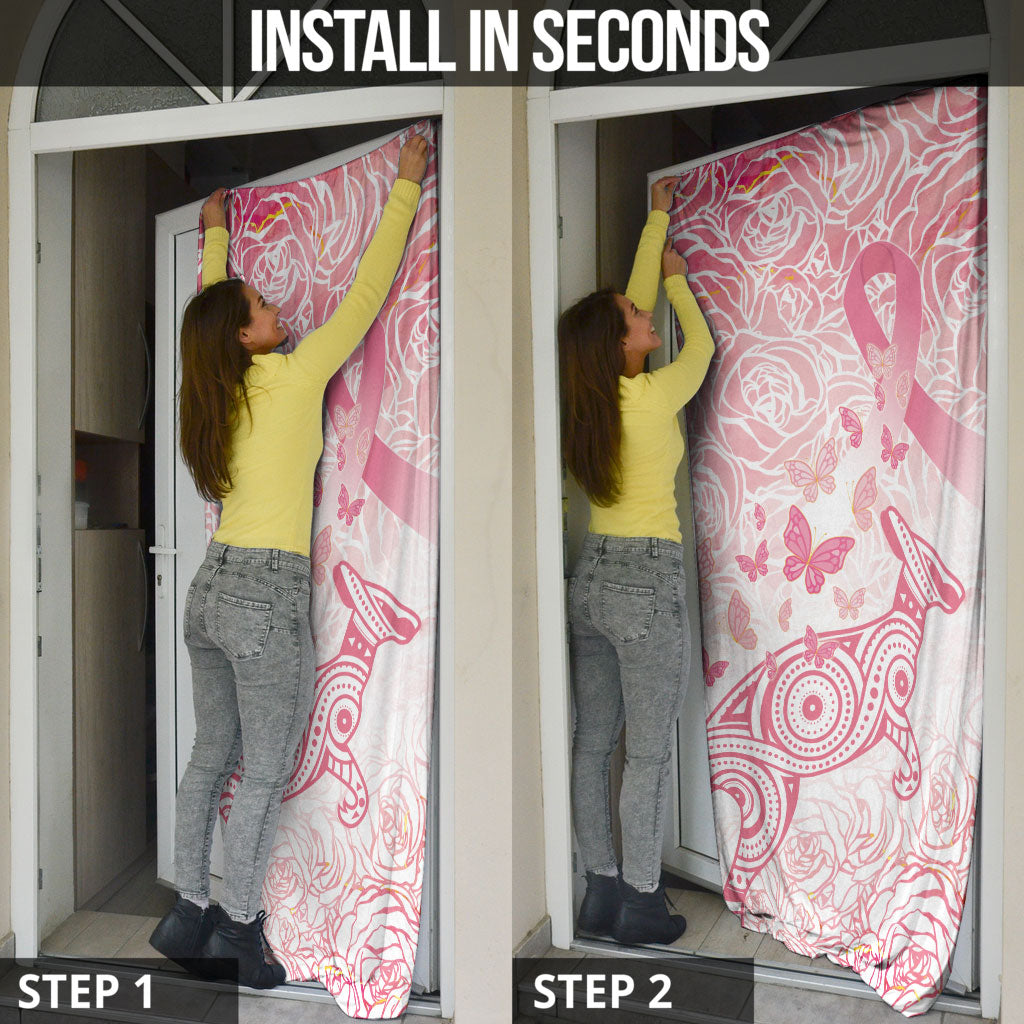 Australia Door Cover Breast Cancer Pink Ribbon - Marble Roses