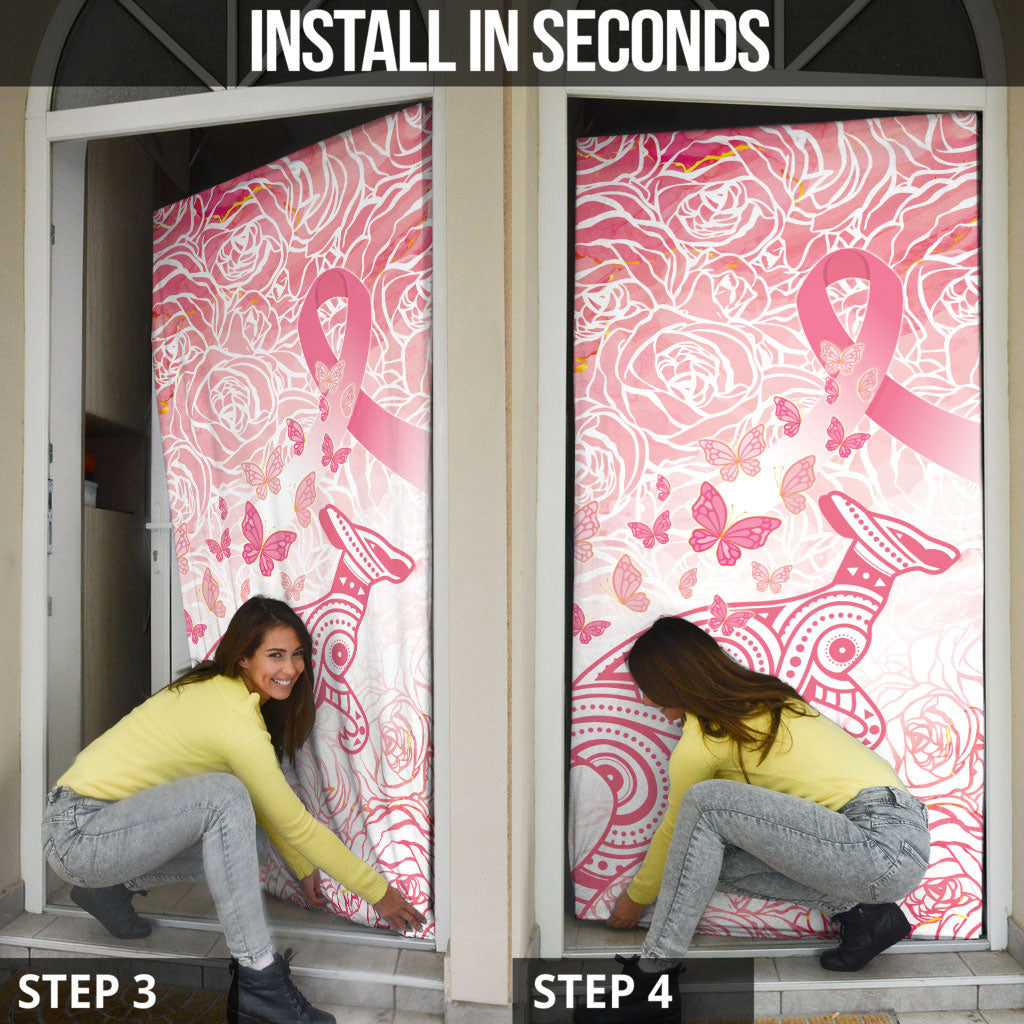 Australia Door Cover Breast Cancer Pink Ribbon - Marble Roses