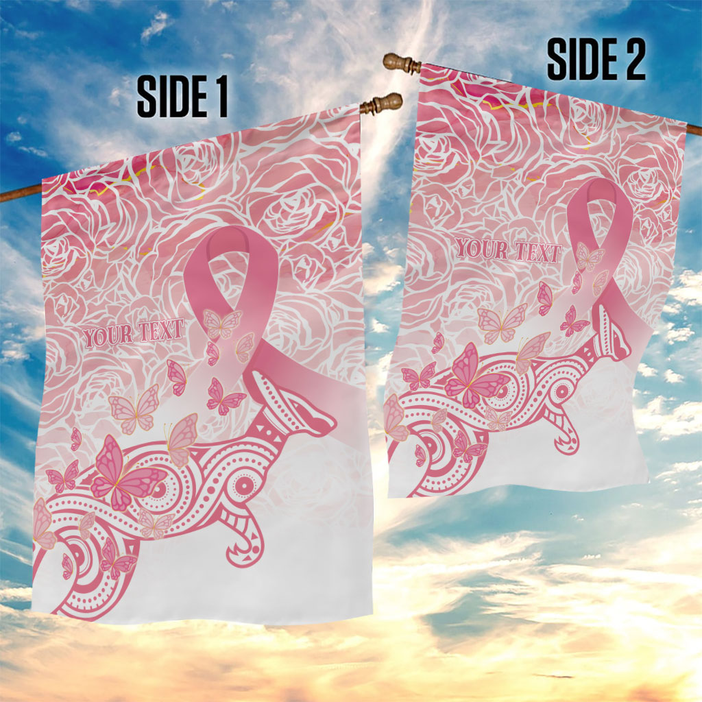 Australia Personalized Garden Flag Breast Cancer Pink Ribbon - Marble Roses