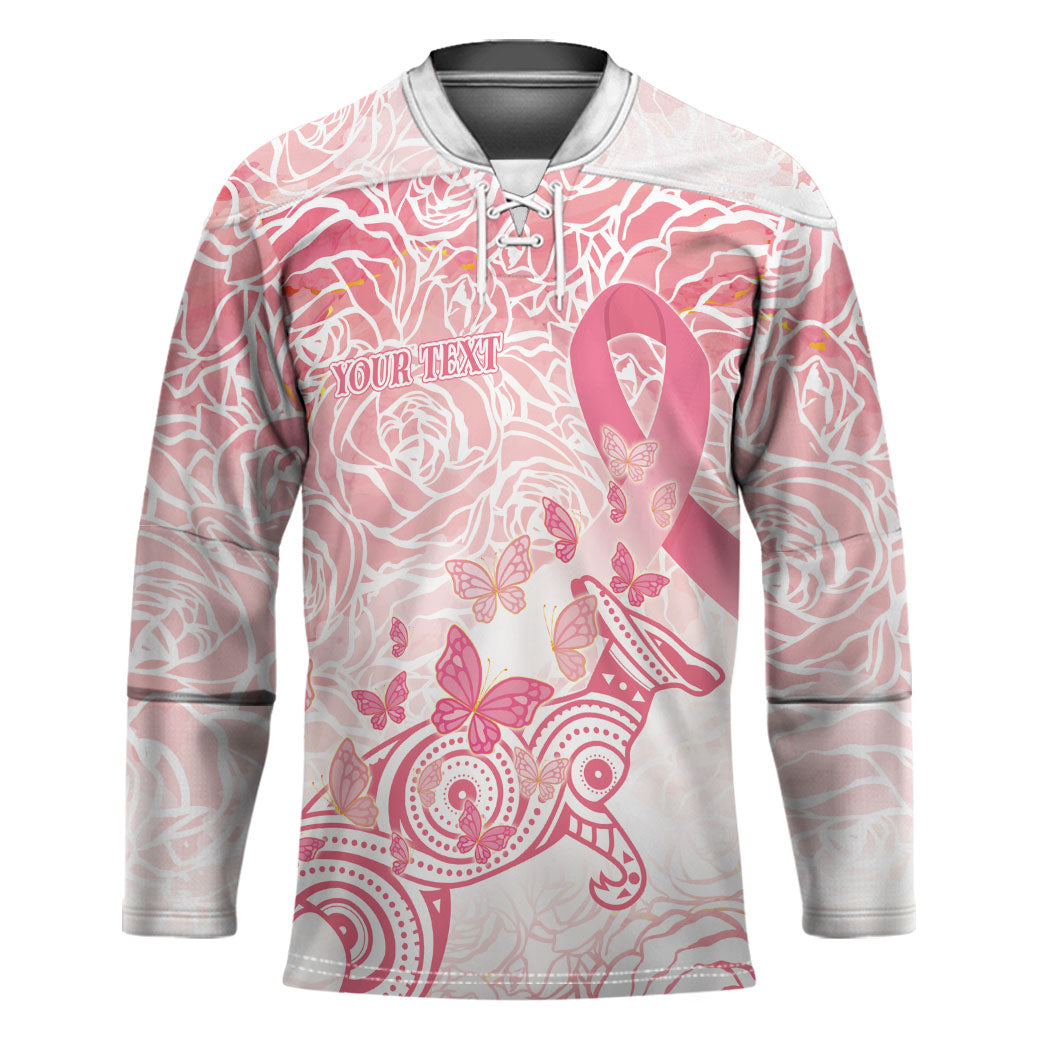 Australia Personalized Hockey Jersey Breast Cancer Pink Ribbon - Marble Roses