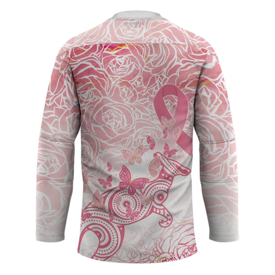 Australia Personalized Hockey Jersey Breast Cancer Pink Ribbon - Marble Roses