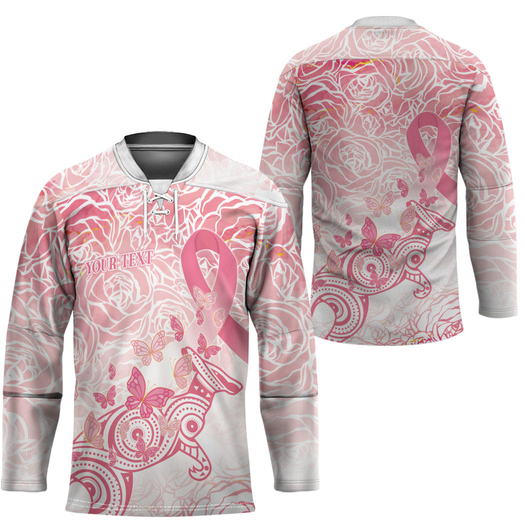 Australia Personalized Hockey Jersey Breast Cancer Pink Ribbon - Marble Roses