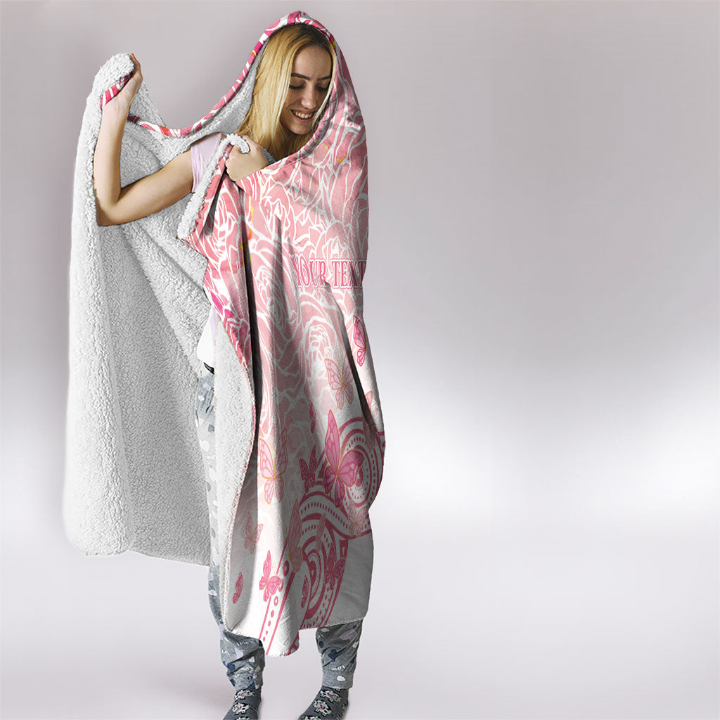 Australia Personalized Hooded Blanket Breast Cancer Pink Ribbon - Marble Roses