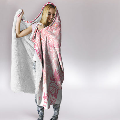 Australia Personalized Hooded Blanket Breast Cancer Pink Ribbon - Marble Roses