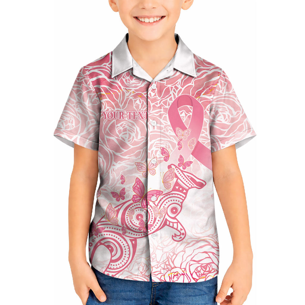 Australia Personalized Kid Hawaiian Shirt Breast Cancer Pink Ribbon - Marble Roses