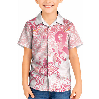 Australia Personalized Kid Hawaiian Shirt Breast Cancer Pink Ribbon - Marble Roses
