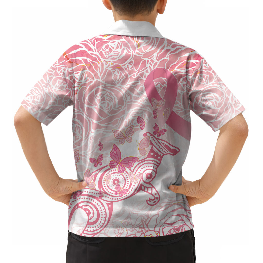 Australia Personalized Kid Hawaiian Shirt Breast Cancer Pink Ribbon - Marble Roses