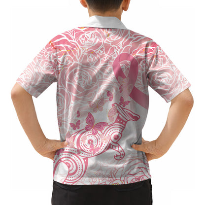 Australia Personalized Kid Hawaiian Shirt Breast Cancer Pink Ribbon - Marble Roses