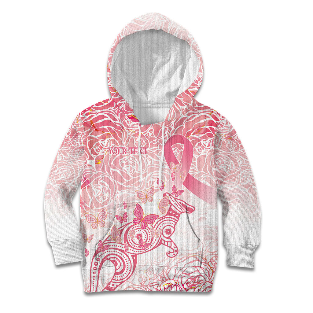 Australia Personalized Kid Hoodie Breast Cancer Pink Ribbon - Marble Roses