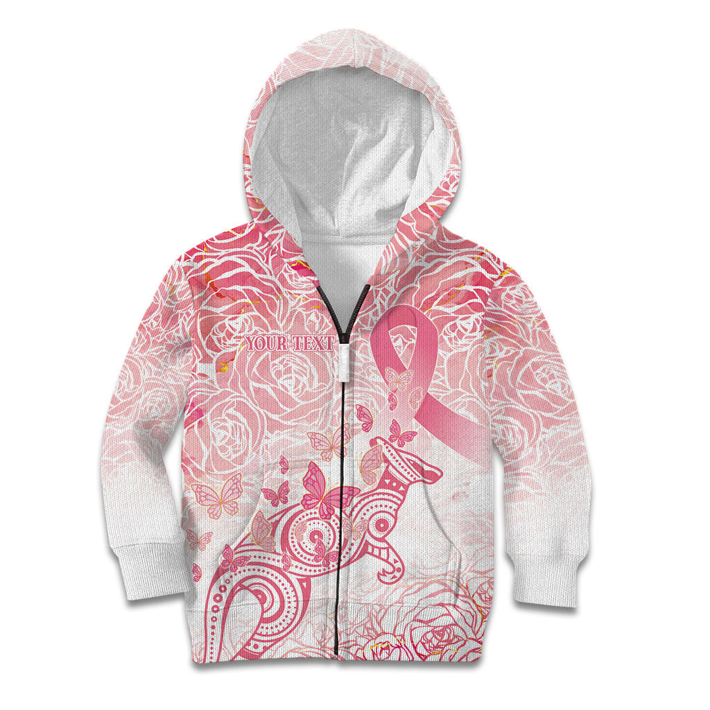 Australia Personalized Kid Hoodie Breast Cancer Pink Ribbon - Marble Roses