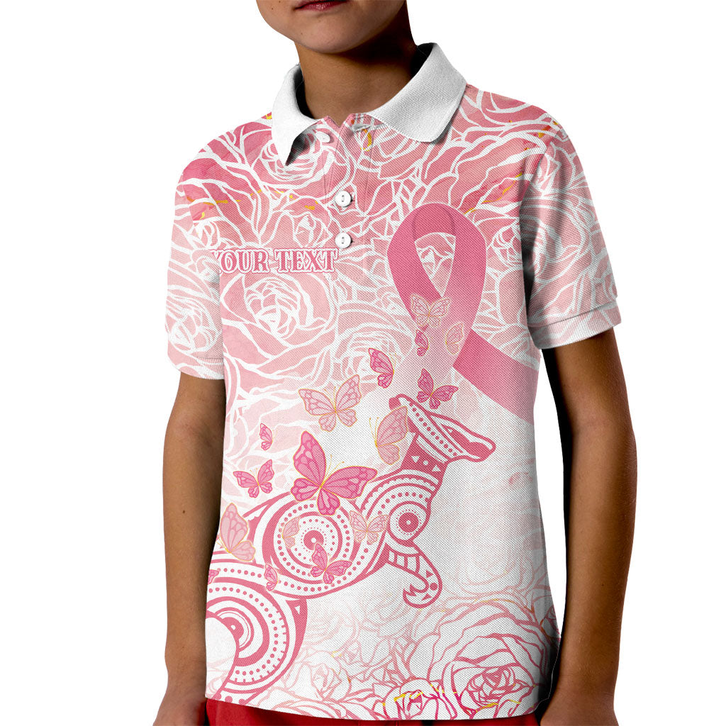 Australia Personalized Kid Polo Shirt Breast Cancer Pink Ribbon - Marble Roses