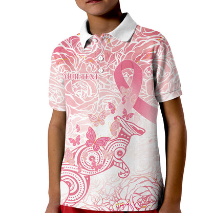 Australia Personalized Kid Polo Shirt Breast Cancer Pink Ribbon - Marble Roses