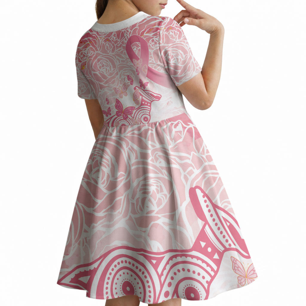 Australia Personalized Kid Short Sleeve Dress Breast Cancer Pink Ribbon - Marble Roses