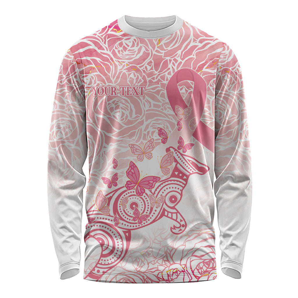 Australia Personalized Long Sleeve Shirt Breast Cancer Pink Ribbon - Marble Roses