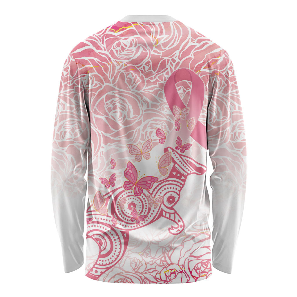 Australia Personalized Long Sleeve Shirt Breast Cancer Pink Ribbon - Marble Roses