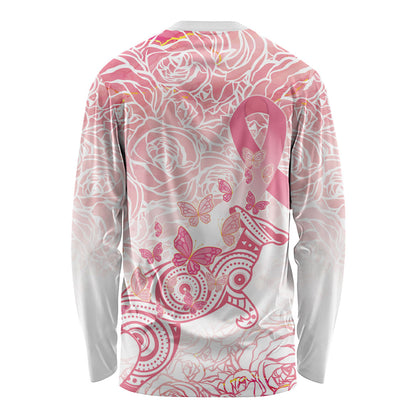 Australia Personalized Long Sleeve Shirt Breast Cancer Pink Ribbon - Marble Roses