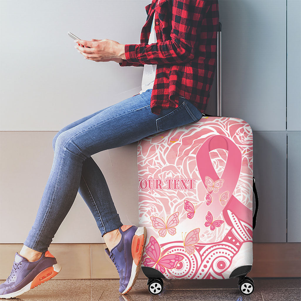 Australia Personalized Luggage Cover Breast Cancer Pink Ribbon - Marble Roses