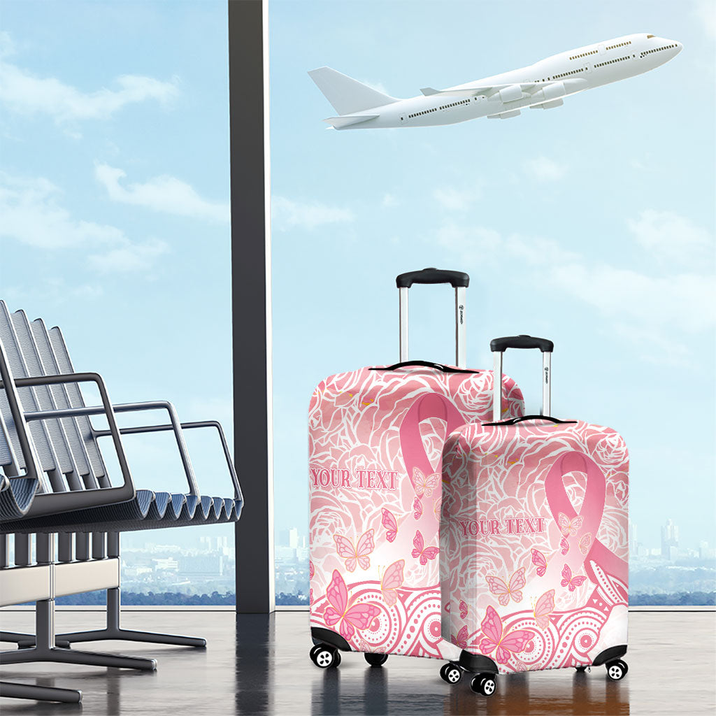 Australia Personalized Luggage Cover Breast Cancer Pink Ribbon - Marble Roses