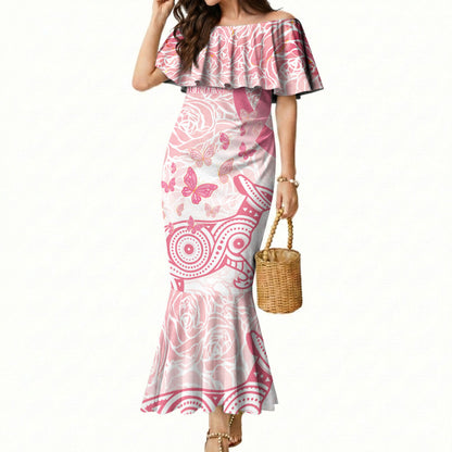 Australia Personalized Mermaid Dress Breast Cancer Pink Ribbon - Marble Roses