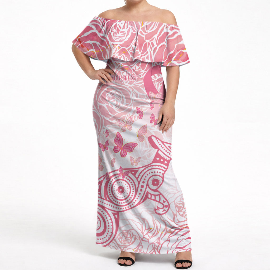Australia Personalized Off Shoulder Maxi Dress Breast Cancer Pink Ribbon - Marble Roses