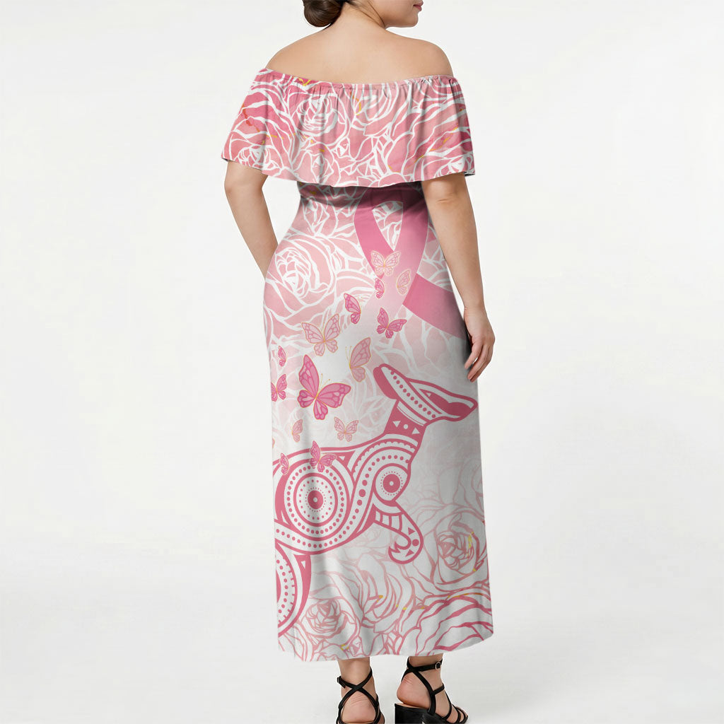 Australia Personalized Off Shoulder Maxi Dress Breast Cancer Pink Ribbon - Marble Roses
