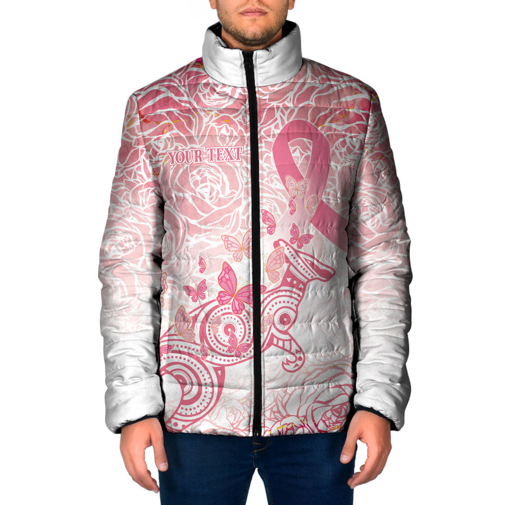 Australia Personalized Padded Jacket Breast Cancer Pink Ribbon - Marble Roses